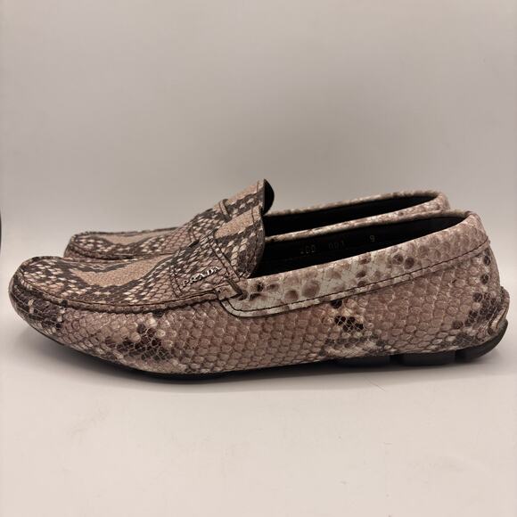 PRADA Driving Moccasin Penny Loafers Snakeskin Python Leather Sz 9/US 10 $995 - Picture 7 of 13